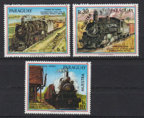 Paraguay 3994/3996 postfr./mnh Eisenbahn railway MUESTRA