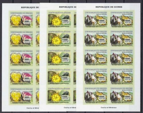 Guinea 4695/4697 postfr./mnh Mineralien Kaktus 2007 ungez.IMPERF.