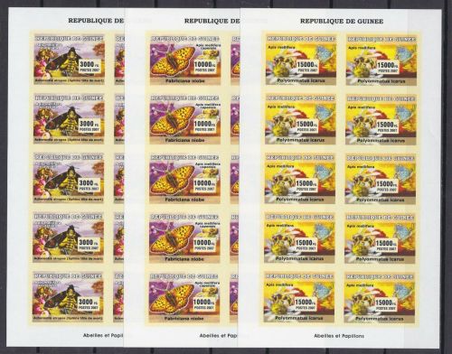 Guinea 4704/4706 postfr./mnh Schmetterlinge Bienen butterfly 2007 ungez.IMPERF.