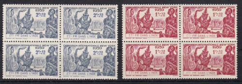 Franz. Indien 116/117 4er-Blocks postfr./mnh Weltausstellung New York 1939