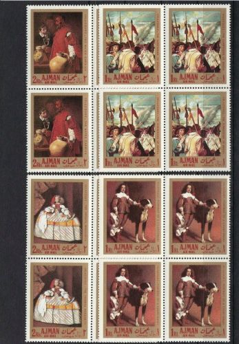 Ajman 218/21 A+B 4er-Blocks+Block 22 postfr./mnh Gemälde paintings Michel 62€