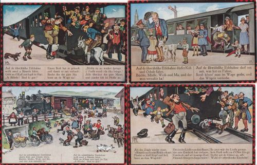 AK schwäbische Eisenbahn 4 Karten