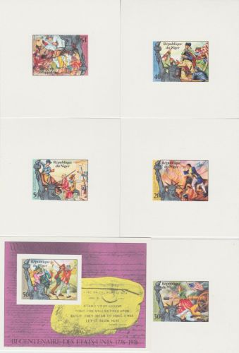Niger 514/18 + Block 13 postfr./mnh 200 Jahre USA 1976 Epreuve de Luxe cardboard