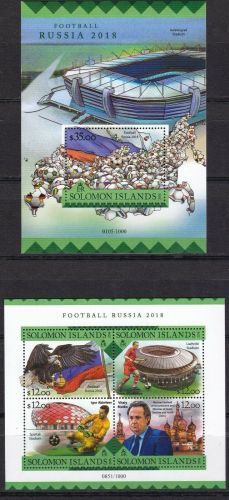 Salomon Insl. 3741/3744 + Block 529 postfr./mnh Fußball soccer 2018