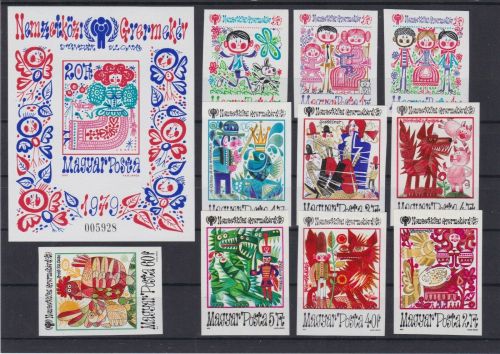 Ungarn 3335/7+3397/03+Block 141 B postfr./mnh Jahr des Kindes ungez.IMPERF