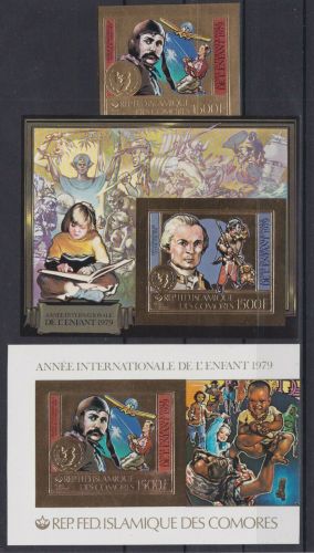Komoren 560+Block 224/5 B postfr./mnh Jahr des Kindes ungez.IMPERF. GOLD