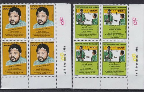 Niger 999/1000 4er-Blocks postfr./mnh Mandela & Walter Sisulu
