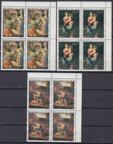 Niger 449/51 4er-Blocks postfr./mnh Gemälde paintings Weihnachten Christmas 1974