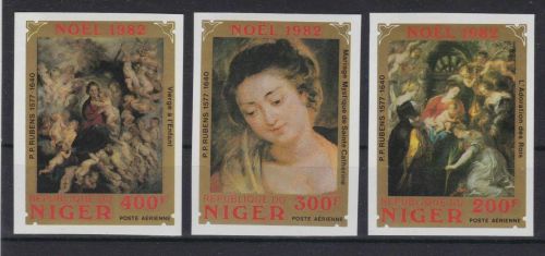 Niger 822/824 postfr./mnh Gemälde paintings Weihnachten Christmas 1982 IMPERF.