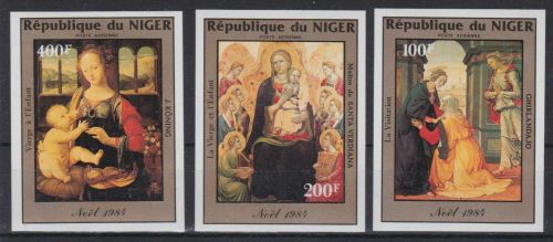 Niger 912/914 postfr./mnh Gemälde paintings Weihnachten Christmas 1984 IMPERF.