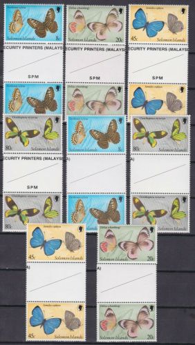 Solomon Isl. 2 x 422/5 postfr/mnh Schmetterlinge butterflies gutter pairs