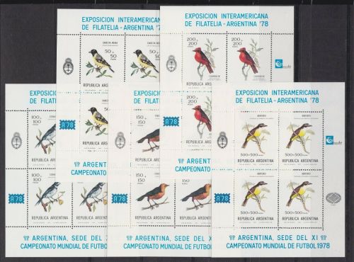 Argentinien 1347/1351 Kleinbogen postfr./mnh Vögel birds Fußball soccer 1978
