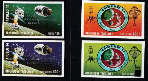 Togo 884/887 B postfr./mnh Apollo Soyus Weltraum space ungez.IMPERF.