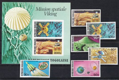 Togo 1174/1179 + Block 105 B postfr./mnh Weltraum space ungez.IMPERF.