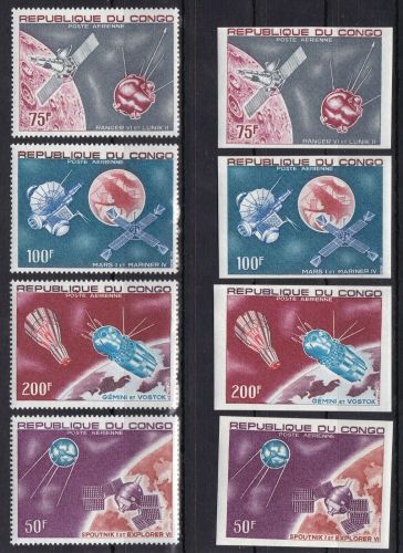 Kongo 134/137 A+U postfr./mnh Weltraum space ungez.IMPERF.