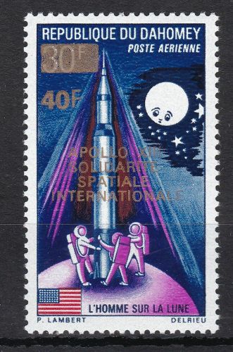 Dahomey 417 postfr./mnh Weltraum space with GOLD overprint proof