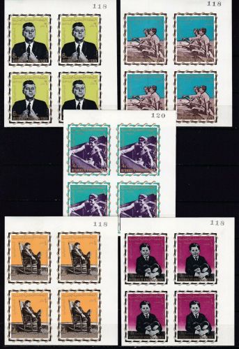 Jemen Kgr. 139/143 B postfr./mnh John F. Kennedy JFK IMPERF. 1965 Michel 144 €