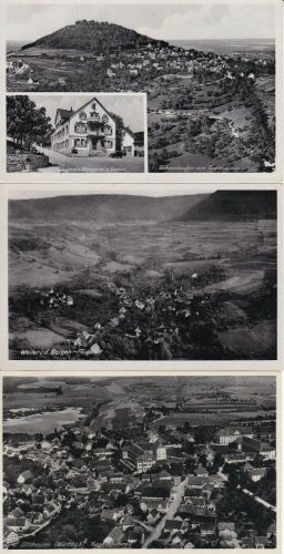 Baden-Württemberg: 6 AK Fliegeraufnahmen aus 1935/1956