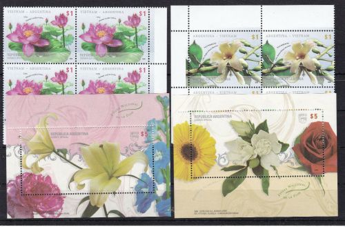 Argentinien 3238/9 + Bl. 98/99 postfr./mnh nach Blumen duftend 2008