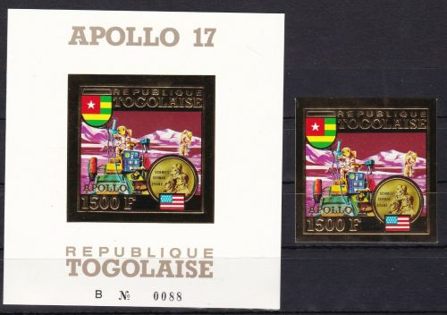 Togo 965 + Block73 B postfr./mnh Weltraum space GOLD Michel 140 €