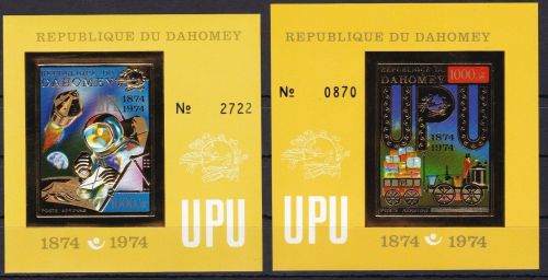 Dahomey Block 41/42 postfr./mnh Weltraum space UPU Eisenbahn railway GOLD