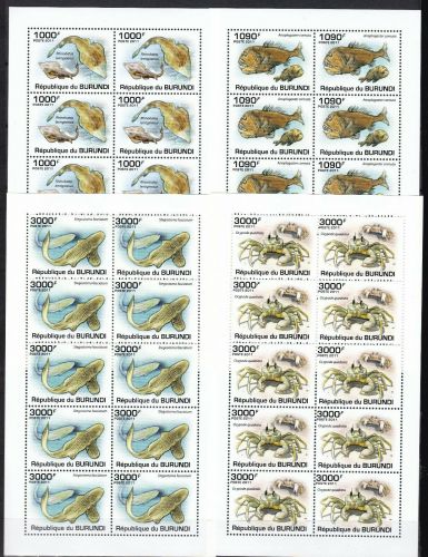 Burundi 1990/1993 postfr./mnh marine life Krabben crabs Hai shark Michel 95 €