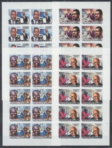 Burundi 2242/2245 postfr./mnh Maathai, Kofi Anan, Lumumba ,Tutu IMPERF.