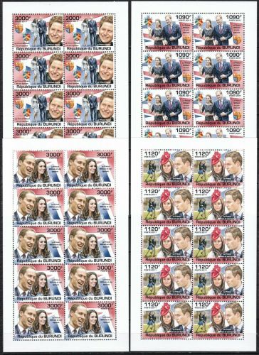 Burundi 2282/2285 postfr./mnh Prinz William und seine Frauen Michel 95 €