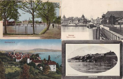 Bodensee: 10 AK Lindau Überlingen Konstanz Meersburg aus 1910/1952