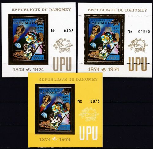 Dahomey Block 40 A+B + Block 42 postfr./mnh Weltraum space UPU GOLD