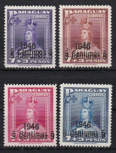 Paraguay 602/605 postfr./mnh Mutterhilfe Wertaufdruck Doppeldruck