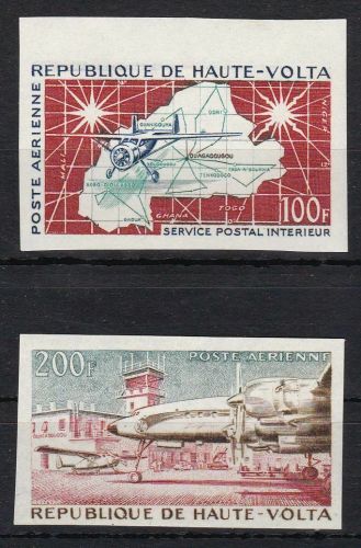 Obervolta 93/94 postfr./mnh Flugzeuge aviation Flughafen ungez.IMPERF.