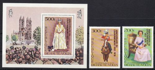 Obervolta 727/728 + Block 51 postfr./mnh Queen Elizabeth RED overprint proof