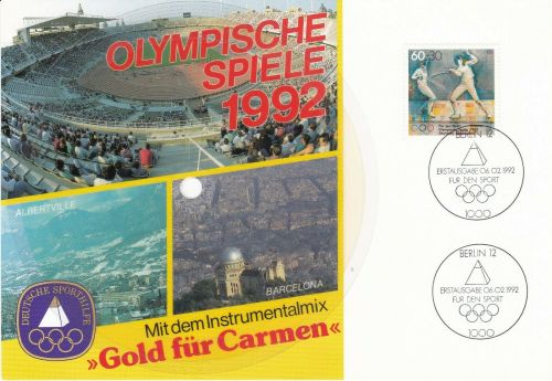 Bund Soundkarte Nr. 10 mit Schallplatte "Gold für Carmen" Olympia Olympics 1992