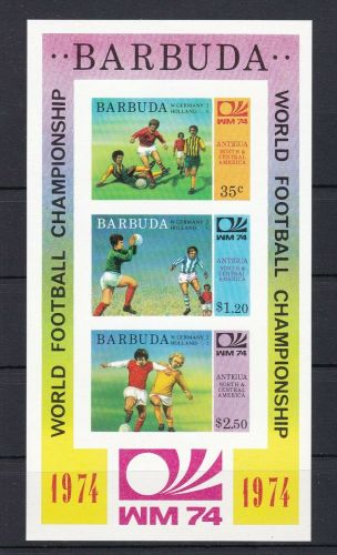 Barbuda Block 8 postfr./mnh Fussball soccer 1974 ungez.IMPERF.