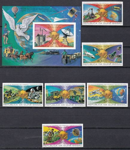 Guinea-Bissau 433/438 + Block 61 B postfr./mnh Weltraum UPU space imperf.