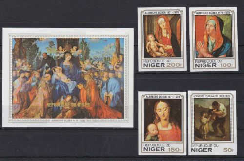 Niger 650/653 + Block 22 postfr./mnh Gemälde paintings Dürer IMPERF.