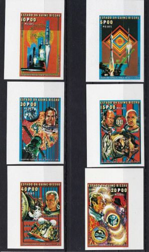 Guinea-Bissau 390/395 B postfr./mnh Weltraum space imperf. mit Eckrand