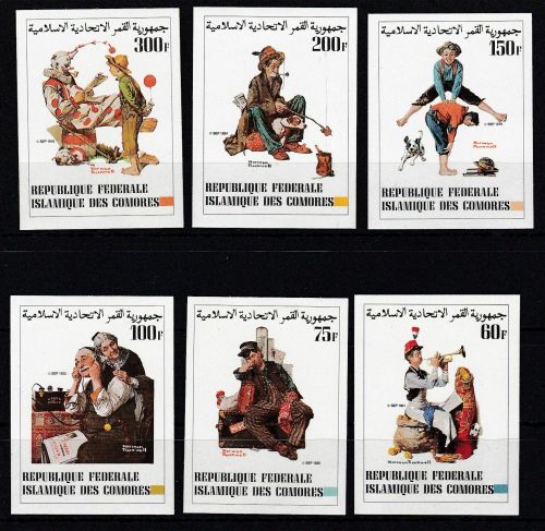 Komoren 671/679 postfr./mnh Gemälde paintings Rockwell ungez.IMPERF.
