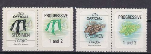 Tonga Dienst 228+230 B postfr./mnh Fische fish Progressive 1+2 SPECIMEN