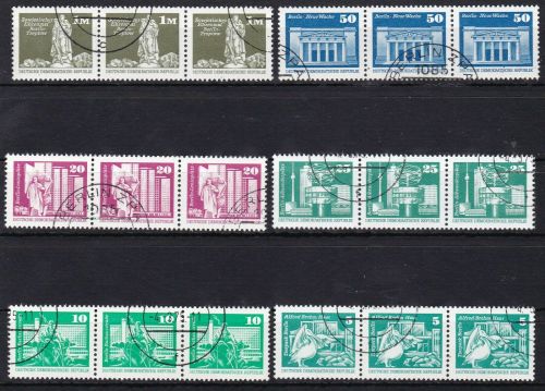 DDR 1868v+1869w+1947+1948+1968+2022 je im 3er-Streifen mit Rollennummer gest.