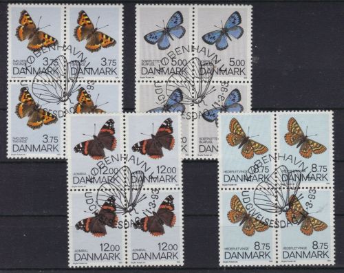 Dänemark 1048/1051 4er-Block gest./used Schmetterlinge butterfly