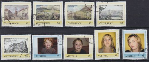 Österreich 9 vers. gest./used personalisierte Marken PM