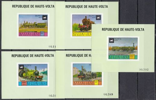 Obervolta 557/561 postfr./mnh Eisenbahn railway de Luxe Blocks