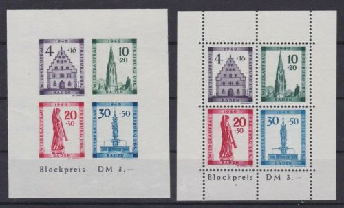 Baden Block 1 A+ B postfr./mnh Wiederaufbau