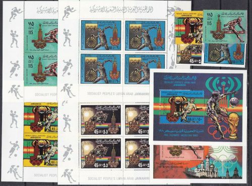 Libyen 767/770 + Block 42/43 postfr./mnh Olympia Olympics 1980