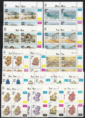 SWA Südwestafrika 649/663 4er-Blocks COB postfr./mnh Mineralien Diamanten 1989