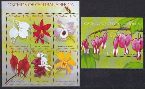 Guyana 7424/29+Block 741 postfr./mnh Blumen flowers Orchideen orchids 2002