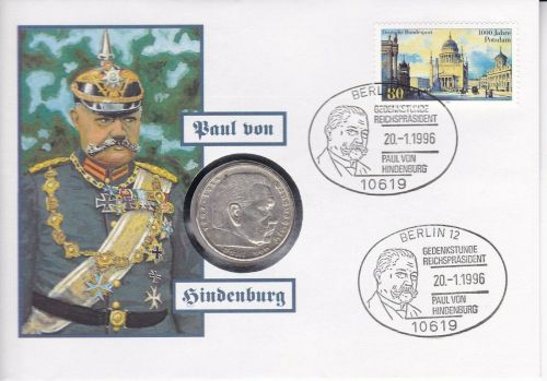 Numisbrief Deutsches Reich 5 Mark 1935 Paul von Hindenburg