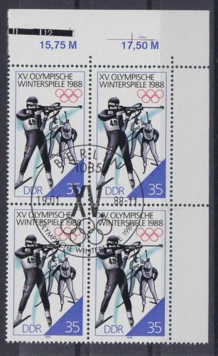 DDR 3143 I gest. Viererblock m.PF fehlender Punkt hinter XV 1988